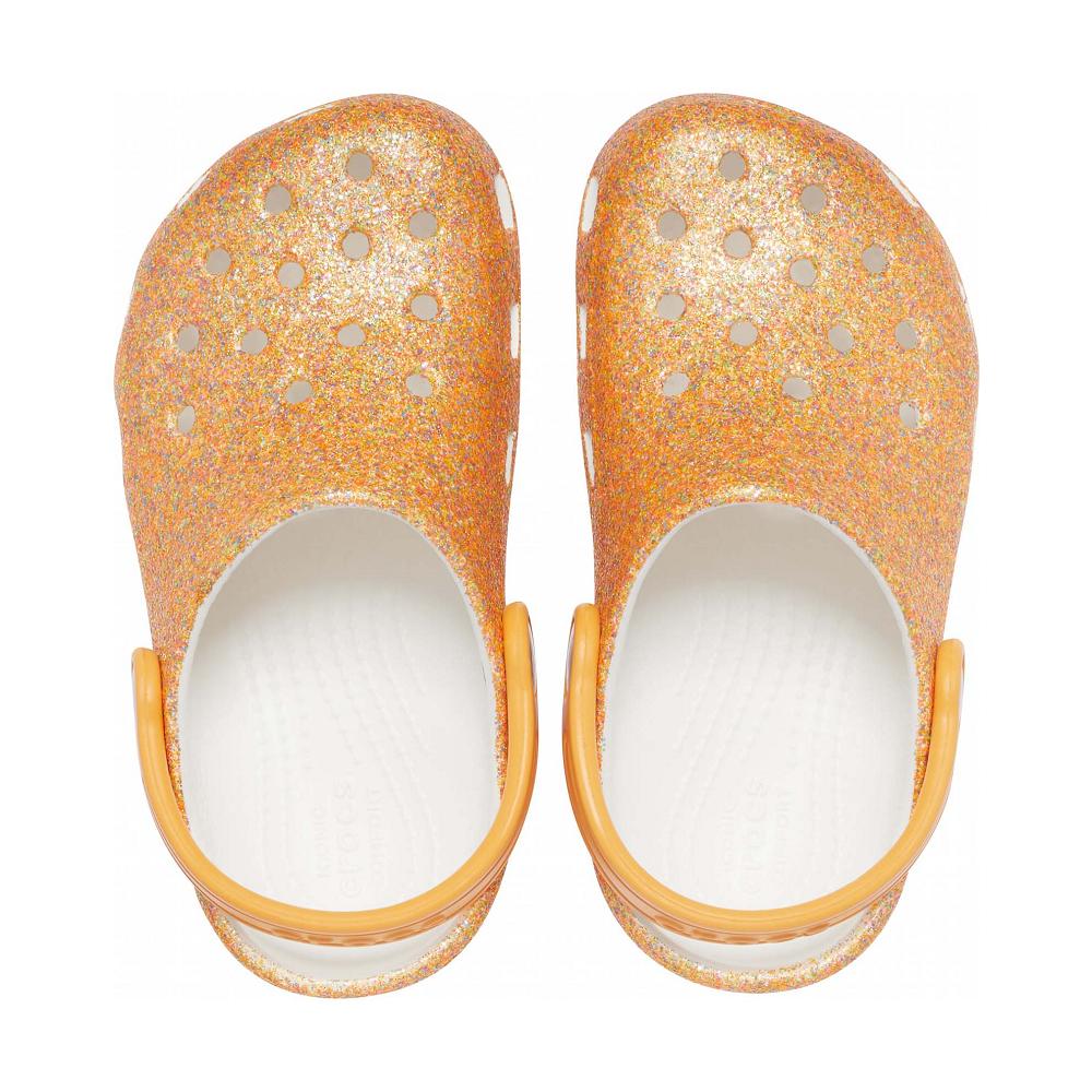 Gold Girls' Crocs Classic Glitter Clogs | NZ 1495DFMN